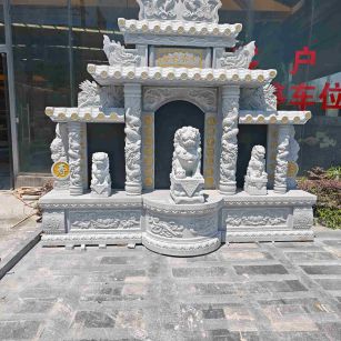 邢台芝麻白中国黑石材套墓 花岗岩墓碑