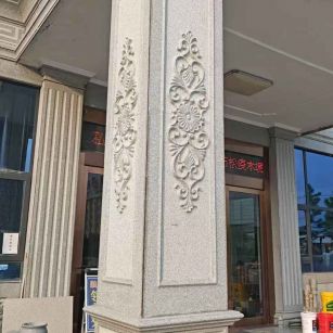 邢台芝麻白别墅雕刻柱子  黄金麻